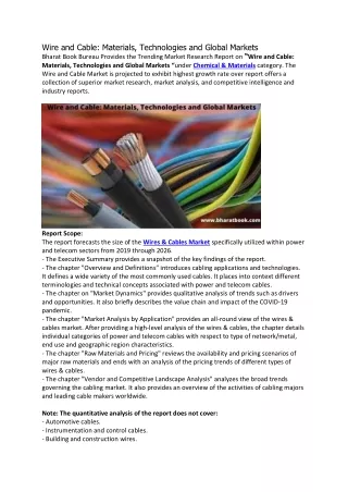 wire and cable materials technologies and global
