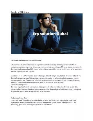 benefits of erp system