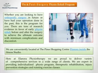 pre post surgery physio rehab program