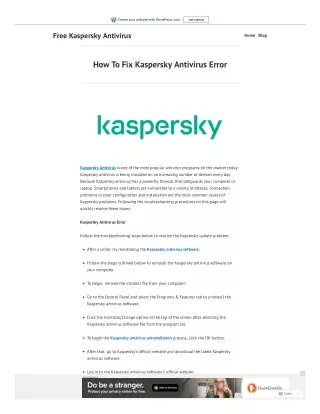 How To Fix Kaspersky Antivirus Error