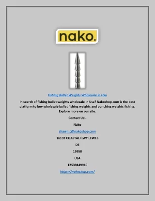 Fishing Bullet Weights Wholesale in Usa | Nakoshop.com