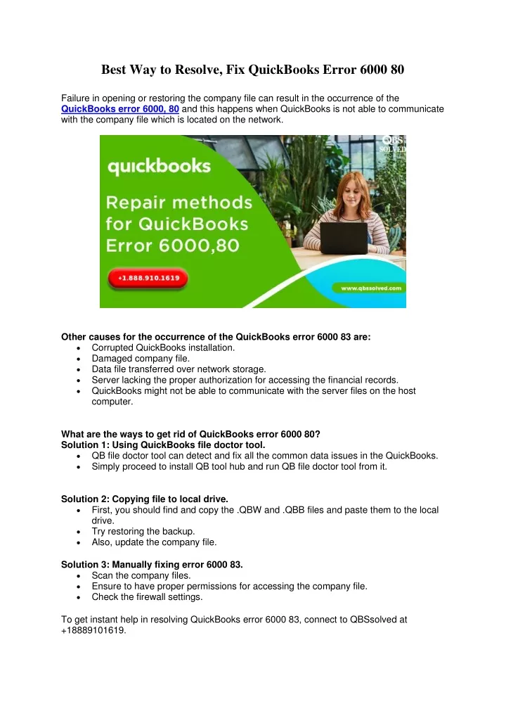 best way to resolve fix quickbooks error 6000