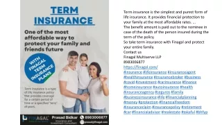 Term insurance with Finagal Pune