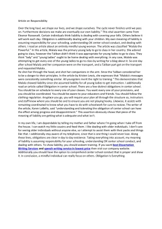 article on responsibility over the long haul