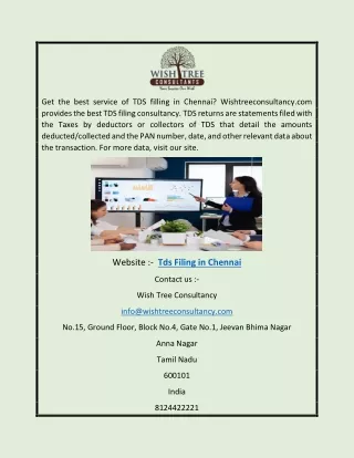 Tds Filing in Chennai | Wishtreeconsultancy.com