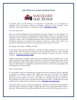 sales pitch in commercial real estate