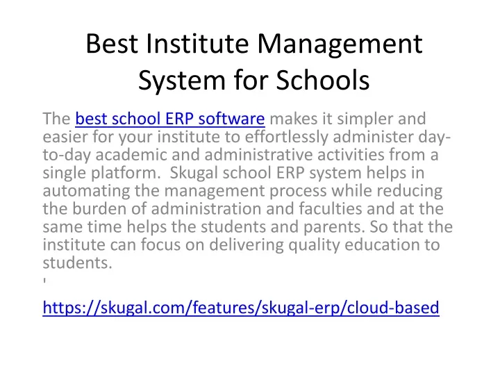 best institute management system for schools
