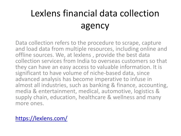 lexlens financial data collection agency