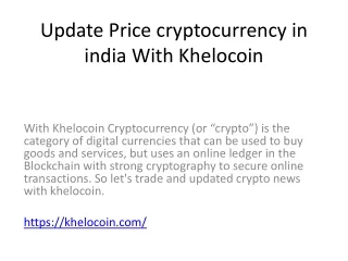 update price cryptocurrency in india with khelocoin