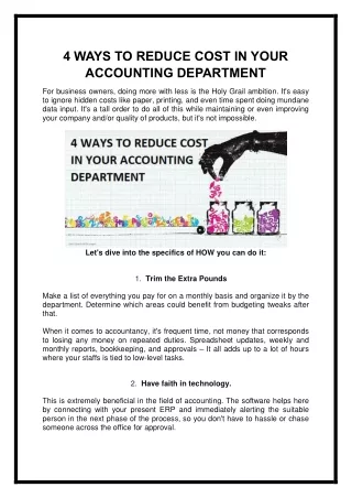 4 ways to reduce cost in your accounting