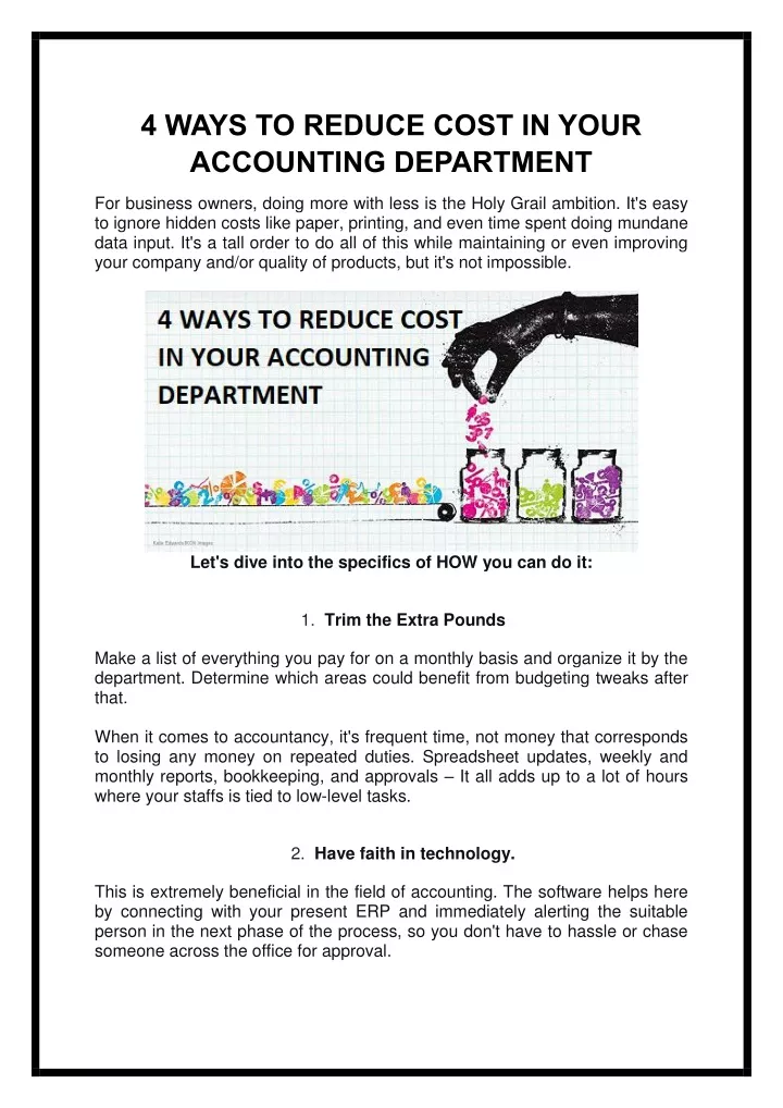 4 ways to reduce cost in your accounting