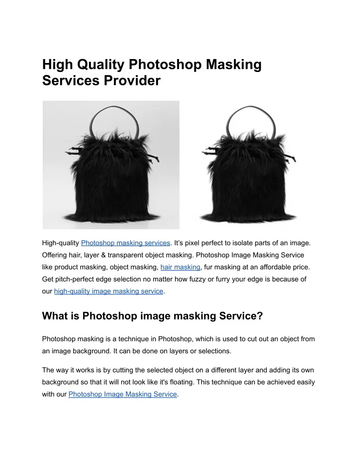 high quality photoshop masking services provider