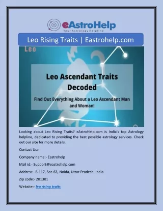 Leo Rising Traits | Eastrohelp.com