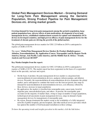 global pain management devices market growing