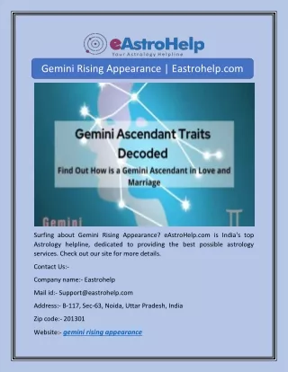 Gemini Rising Appearance | Eastrohelp.com