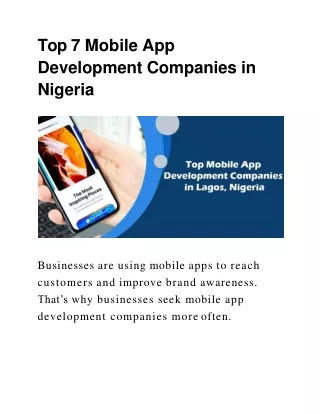 Top 7 Mobile App Development Companies in Nigeria