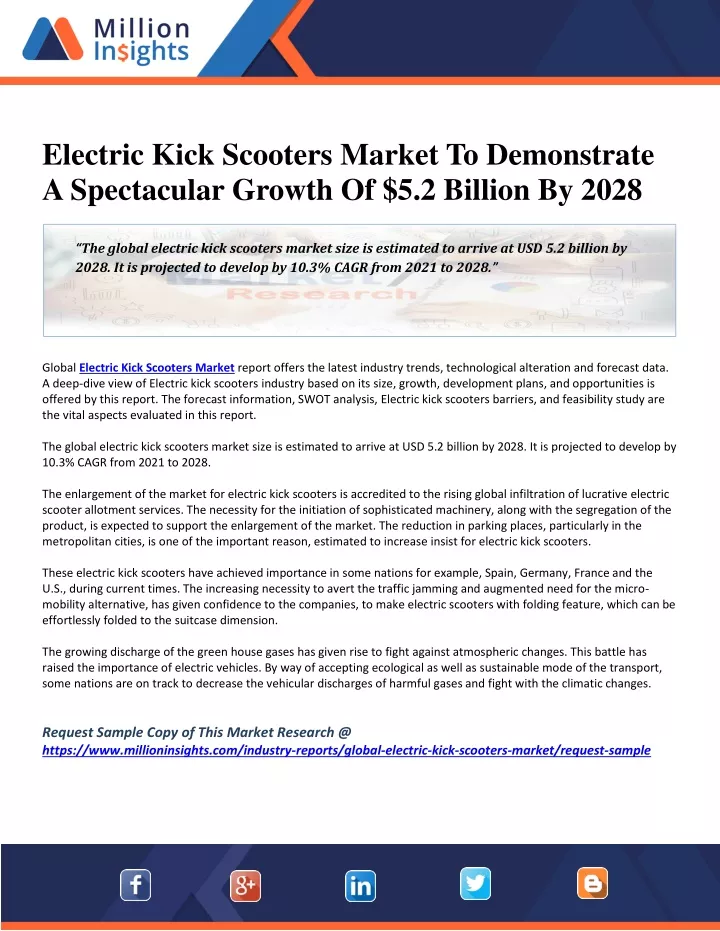 electric kick scooters market to demonstrate
