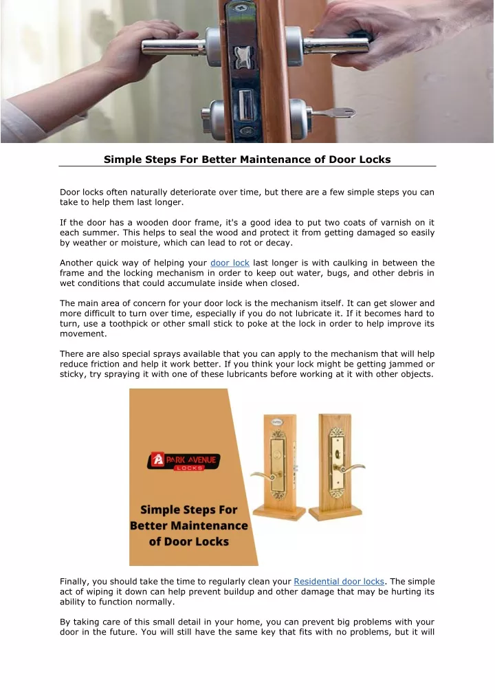 simple steps for better maintenance of door locks