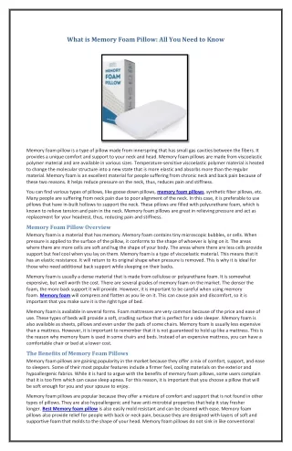 what is memory foam pillow all you need to know