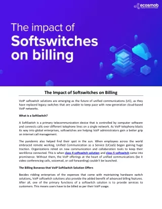 the impact of softswitches on billing