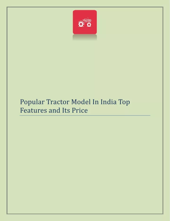 popular tractor model in india top features
