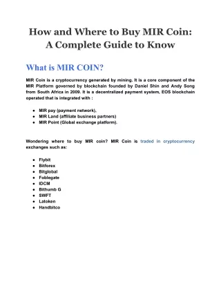 how and where to buy mir coin a complete guide