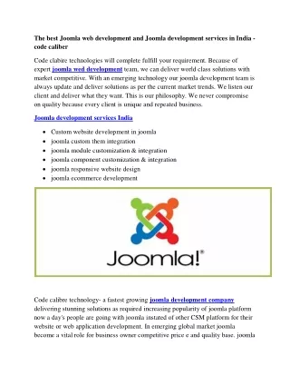 The best Joomla web development and Joomla development services in India