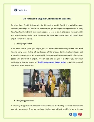 Grab the Best English Conversation Classes Online