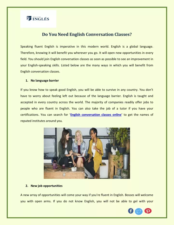 do you need english conversation classes