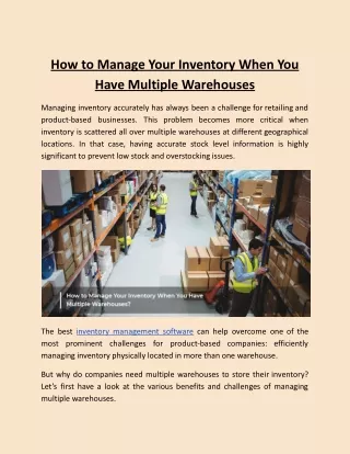 How to Manage Your Inventory When You Have Multiple Warehouses