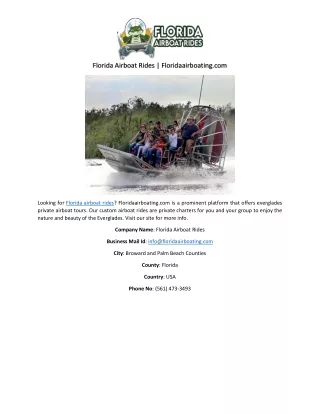 Florida Airboat Rides | Floridaairboating.com