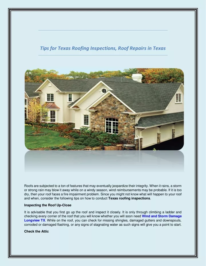 tips for texas roofing inspections roof repairs