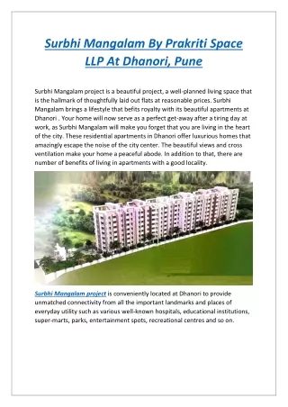 Surbhi Mangalam By Prakriti Space LLP At Dhanori, Pune - Dwello