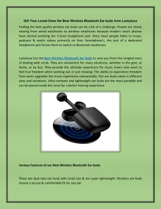 Gift Your Loved Ones the Best Wireless Bluetooth Ear buds from Luckyluxx