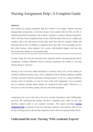 nursing assignment help a complete guide