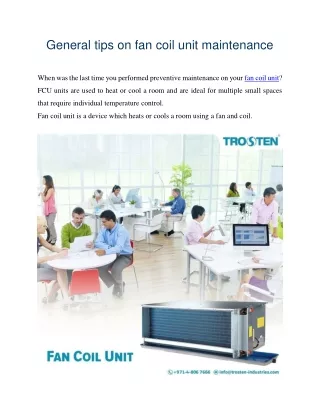 General tips on fan coil unit maintenance