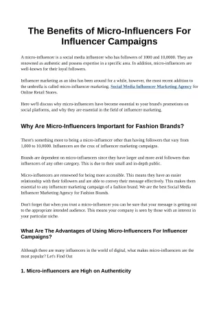 The Benefits of Micro-Influencers For Influencer Campaigns