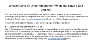 what s going on under the bonnet when you have