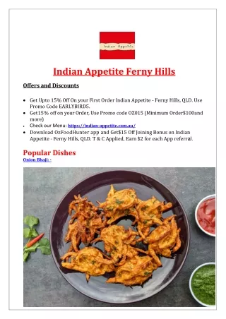 15% off - Indian Appetite Restaurant Delivery Ferny Hills, QLD