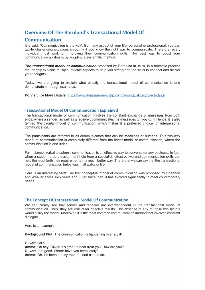 overview of the barnlund s transactional model