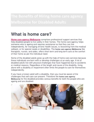 Home care agency Melbourne