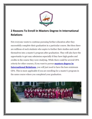 2 reasons to enroll in masters degree