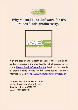 why mutual fund software for ifa raises funds