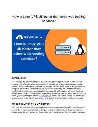 how is linux vps uk better than other web hosting