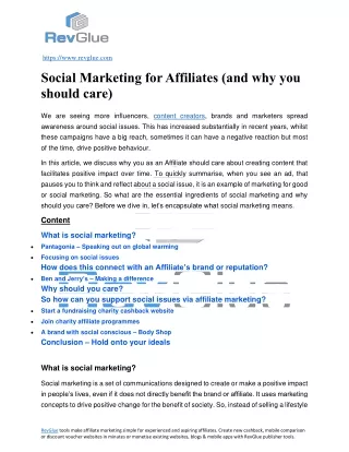 Social marketing for affiliates and why you should care