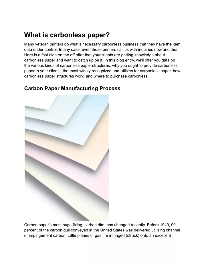 what is carbonless paper