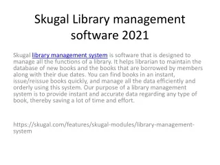 skugal library management software 2021