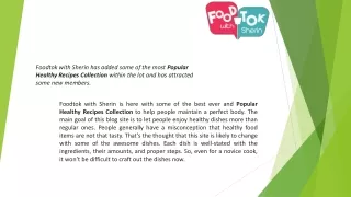 Foodtok With Sherin With Its Own New Popular Healthy Recipes Collection