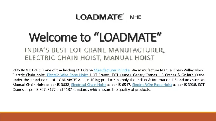 welcome to loadmate