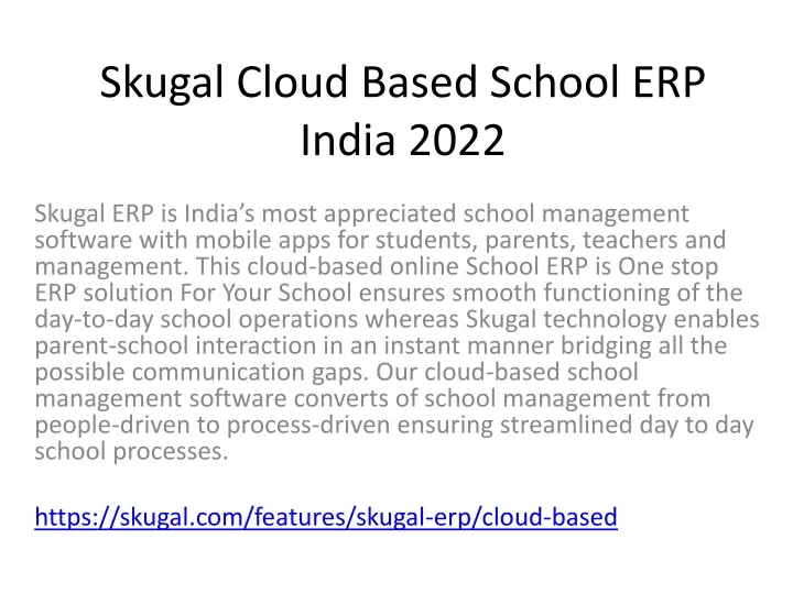 skugal cloud based school erp india 2022